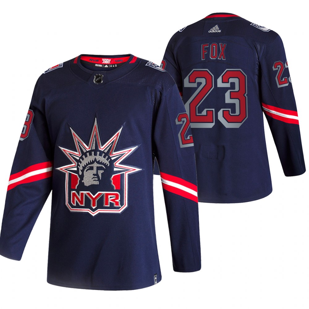 2021 Adidias New York Rangers 23 Adam Fox Navy Men Reverse Retro Alternate NHL Jersey